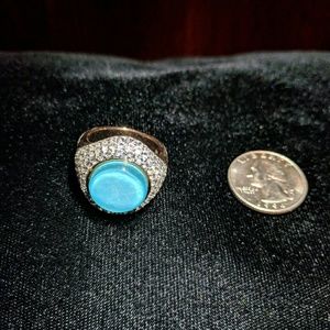 Bronzo Italia Turquoise & White Topaz Ring